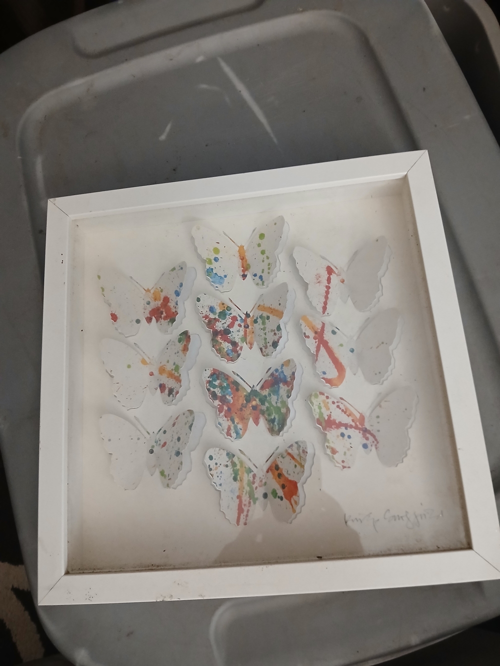 White Framed Multicolor Butterfly Wall Art Shadowbox